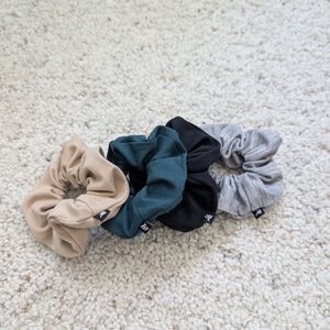 Elegant Women's Scrunchie Set - Tan, Teal, Black, Gray